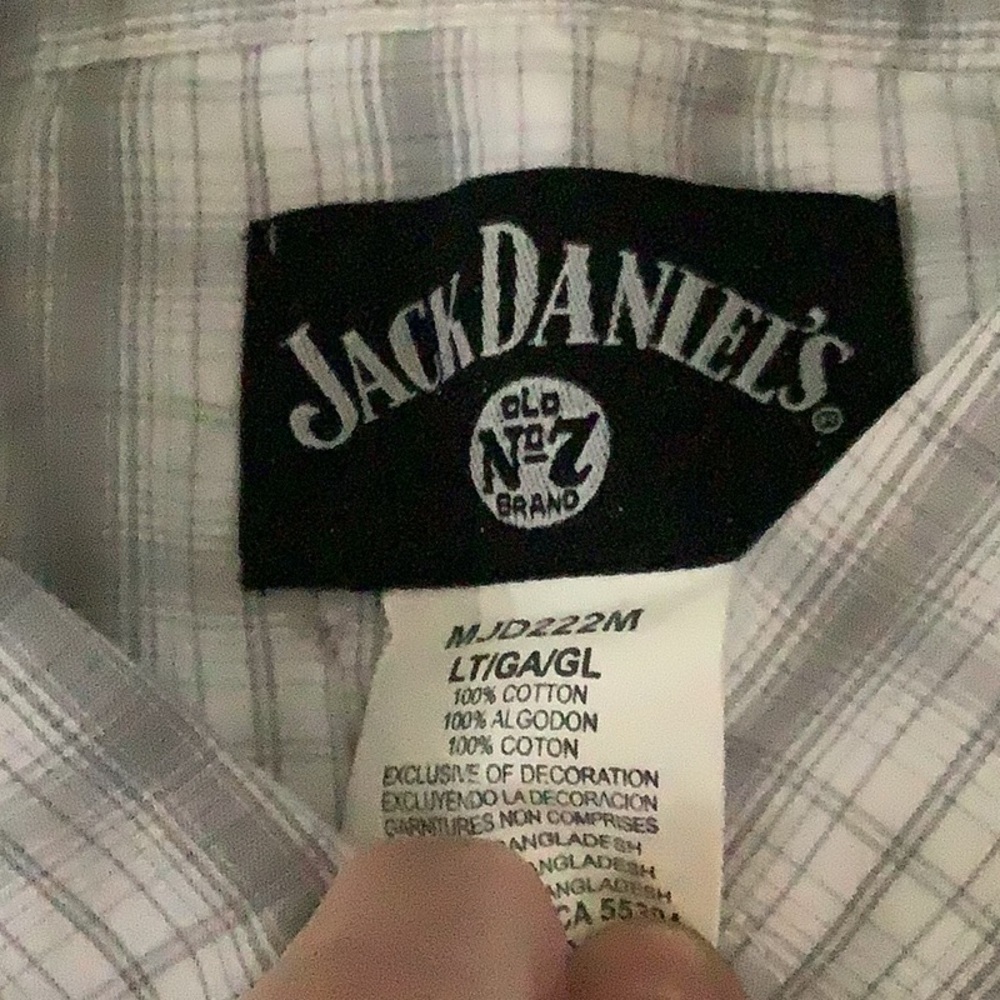 Wrangler Jack Daniels Large Tall White Plaid Western Shirt - Picture 4 of 10